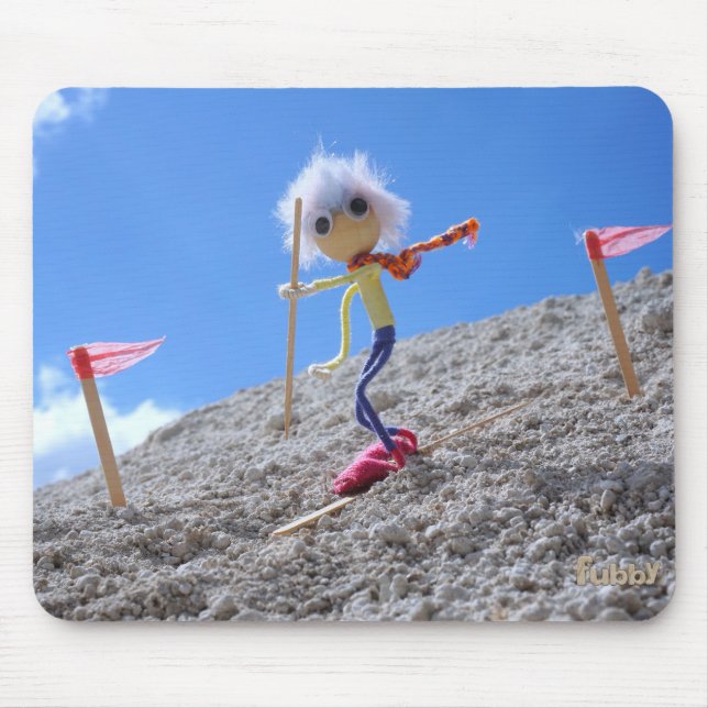 Alfombrilla De Ratón Fubby poppetje die aan het skiën is. (Frente)