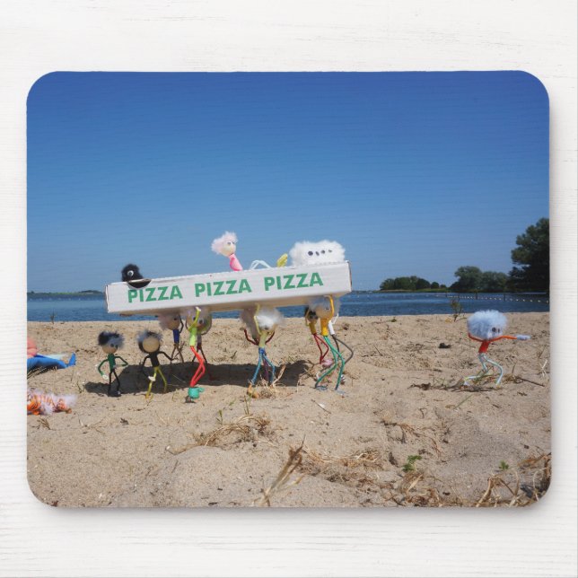 Alfombrilla De Ratón Fubby's die op het strand een pizza stelen. (Frente)