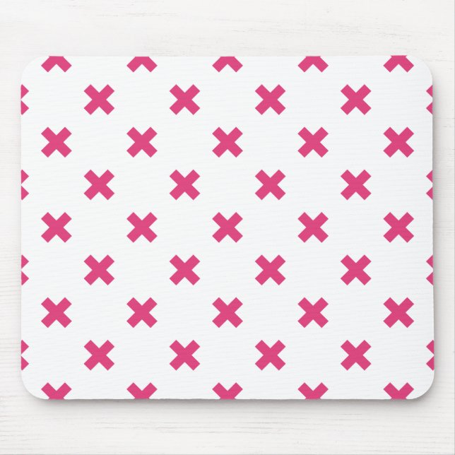 Alfombrilla De Ratón Fuchsia cruza puntos en blanco (Frente)