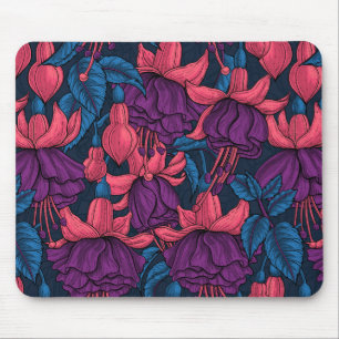 Alfombrilla De Ratón Fuchsia en azul y púrpura
