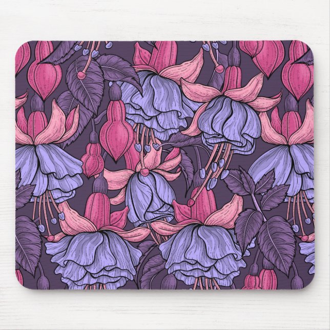 Alfombrilla De Ratón Fuchsia en rosa y violeta (Frente)