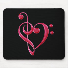 Alfombrilla De Ratón Fuchsia Love Musical Notes Mousepad