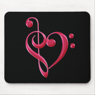 Alfombrilla De Ratón Fuchsia Love Musical Notes Mousepad