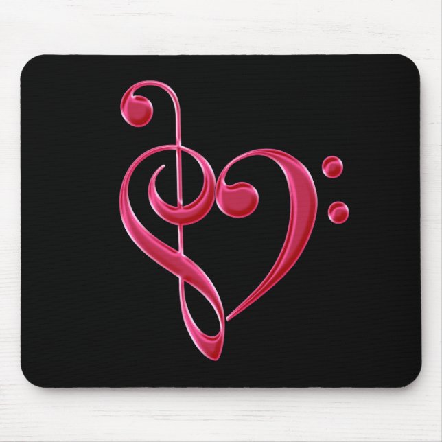 Alfombrilla De Ratón Fuchsia Love Musical Notes Mousepad (Frente)