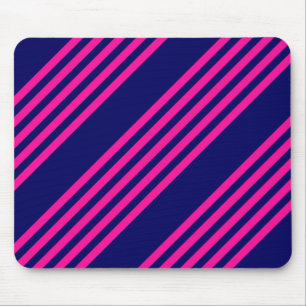 Alfombrilla De Ratón Fuchsia y azul marino de cinco rayas patrón