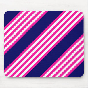 Alfombrilla De Ratón Fuchsia y cinco rayas blancas con azul