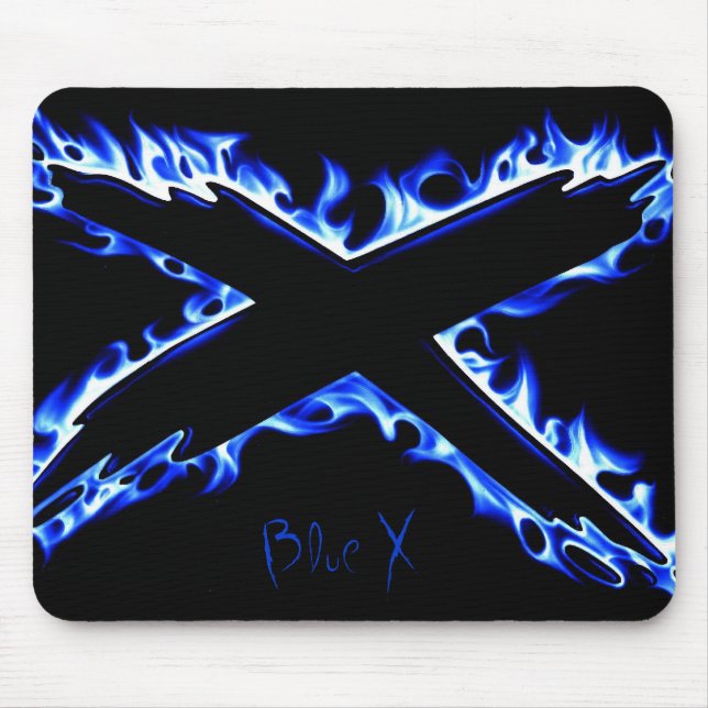 Alfombrilla De Ratón FUEGO AZUL X, X azul (Frente)