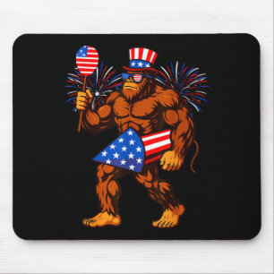 Alfombrilla De Ratón Fuegos artificiales de Bigfoot bandera americana B