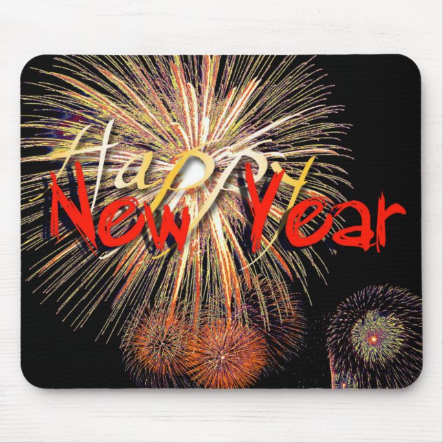 Alfombrilla De Ratón Fuegos artificiales Feliz Año Nuevo 2019 Mousepad (Frente)