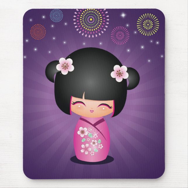 Alfombrilla De Ratón Fuegos artificiales Mousepad de Kokeshi Cutie (Frente)
