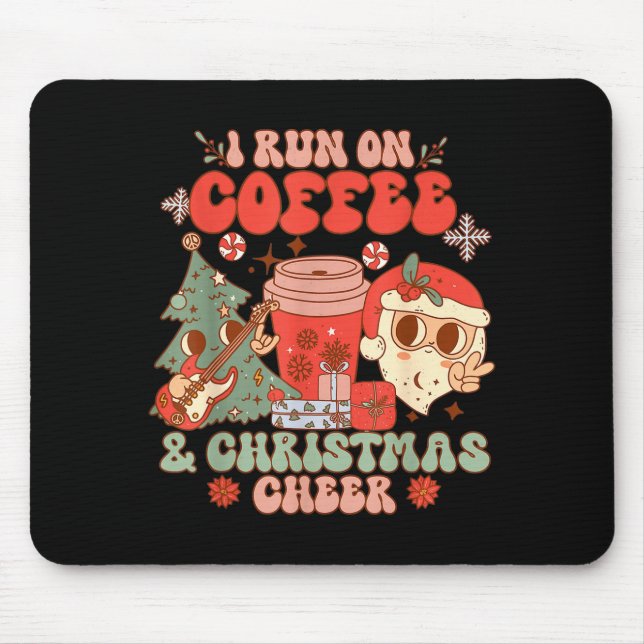 Alfombrilla De Ratón Fueled By Coffee &amp; Christmas Cheer Funny Coffe (Frente)