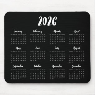 Alfombrilla De Ratón Fuente moderna 2025 Calendario negro
