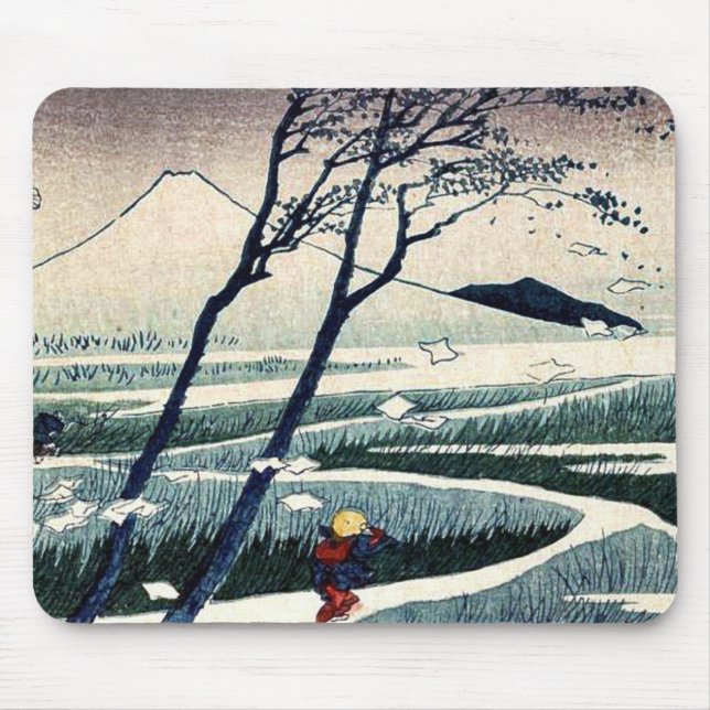 Alfombrilla De Ratón Fukeiga por Katsushika, Hokusai Ukiyoe (Frente)
