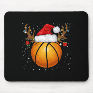 Alfombrilla De Ratón Fun Basketball Reindeer Santa Hat Navidades Holida