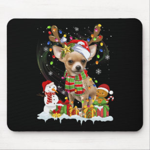 Alfombrilla De Ratón Fun Chihuahua Navidades Ugly Dog Santa Hat Luces