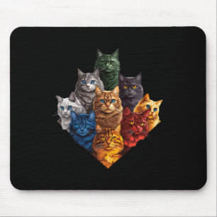Alfombrilla De Ratón Fun Color Gatos Equipo De Arte Para Gato Mamá Papá