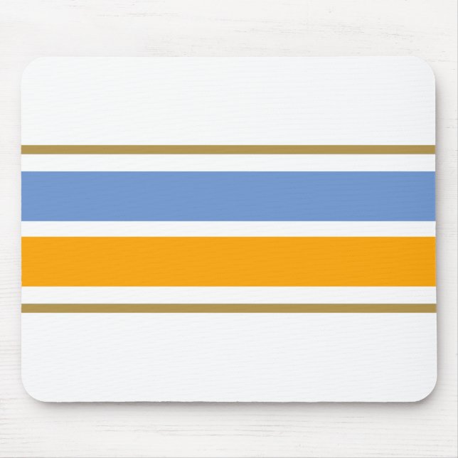 Alfombrilla De Ratón Fun Elegante Rayas de Carreras Blanca Amarillo Azu (Frente)