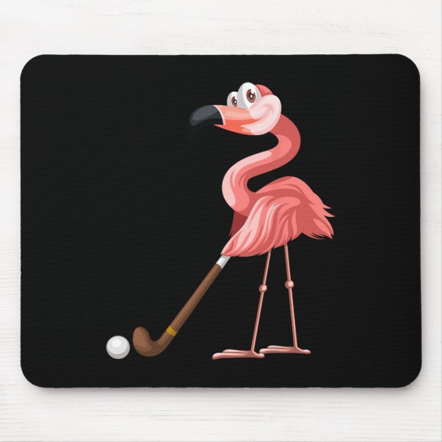 Alfombrilla De Ratón Fun Flamingo Flamingo Flamingo Jugando Hockey (Frente)