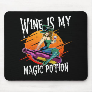 Alfombrilla De Ratón Fun Halloween Bebe Witch Magic Wine Drinker