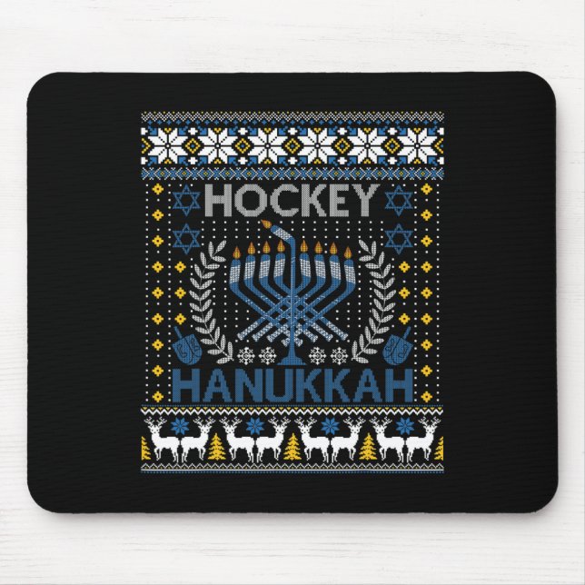 Alfombrilla De Ratón Fun Hockey Menorah Hanukkah Festival Judío (Frente)