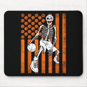 Alfombrilla De Ratón Fun Skeleton Bysketbyll Player Usa American Flag V