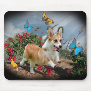 Alfombrilla De Ratón Funcionamientos del Corgi con las mariposas