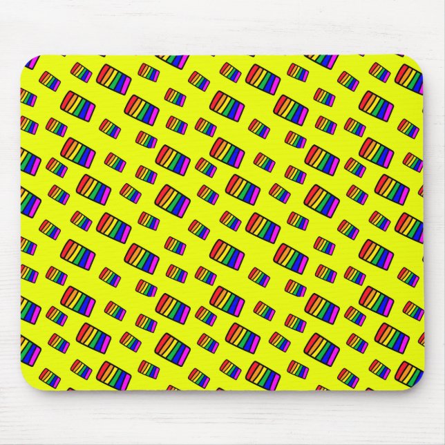Alfombrilla De Ratón Funky Neon Rainbow Block Pattern (Frente)