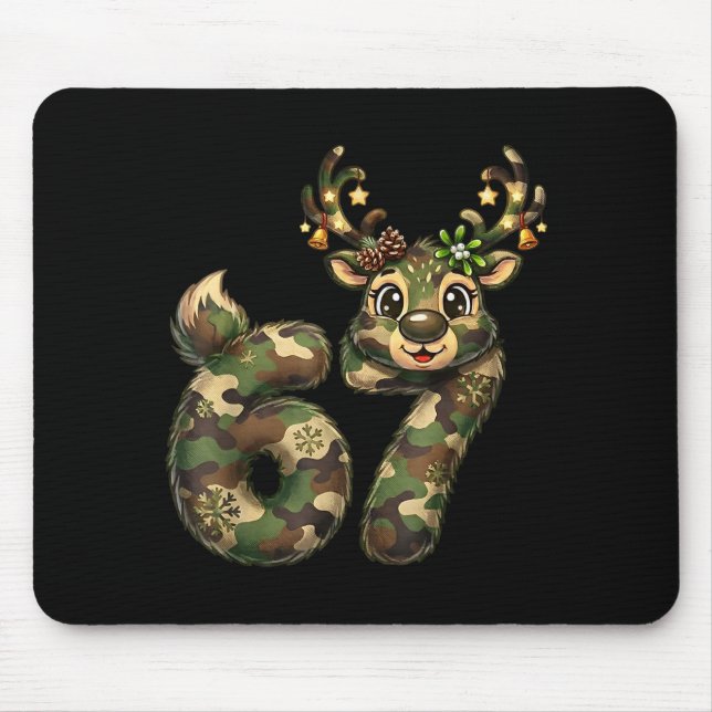 Alfombrilla De Ratón Funny 67 Christmas Holiday Camo Hunting Reindeer D (Frente)