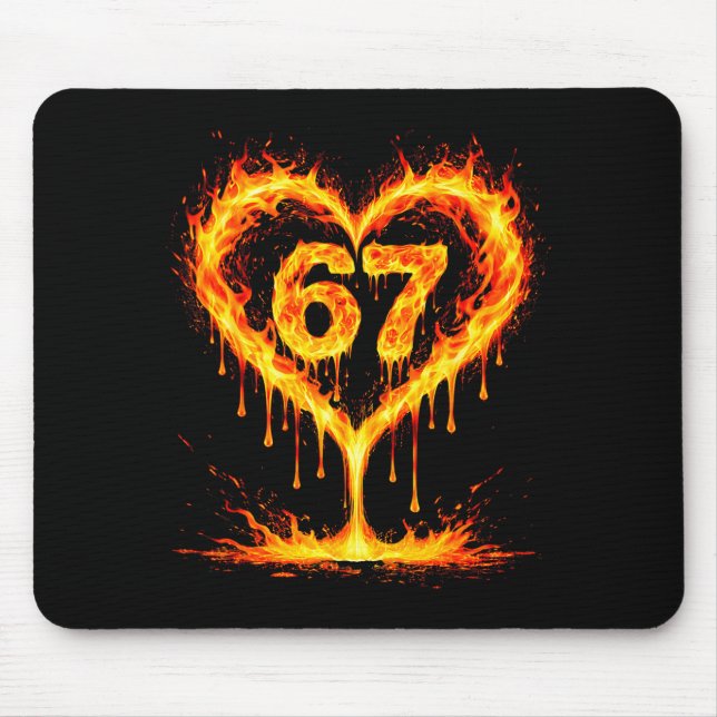 Alfombrilla De Ratón Funny 67 Flames Heart Love Six Seven Meme Celebrat (Frente)