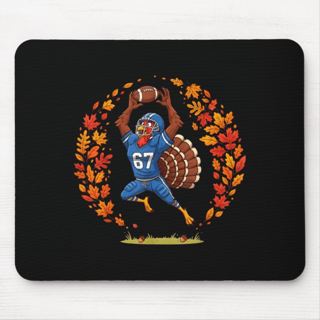 Alfombrilla De Ratón Funny 67 Thanksgiving Football Turkey Fall Srts Ga (Frente)
