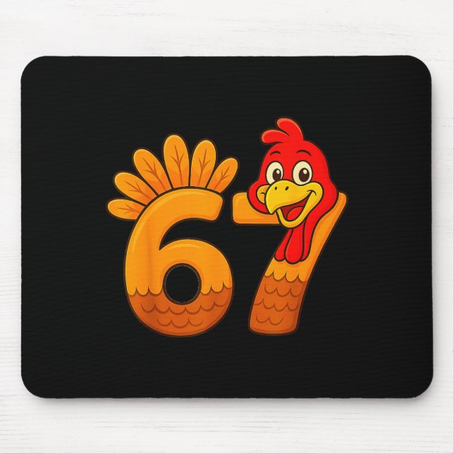 Alfombrilla De Ratón Funny 67 Thanksgiving Turkey Face 67 Number  (Frente)