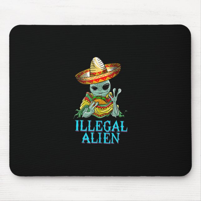 Alfombrilla De Ratón Funny Alien ilegal Guay comida mexicana para comer (Frente)