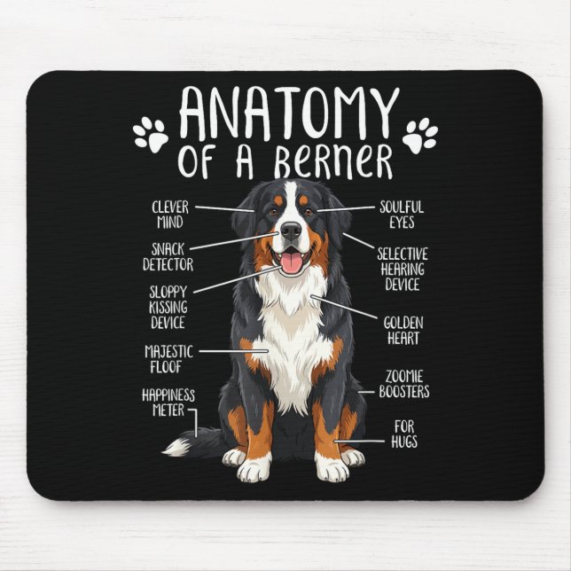 Alfombrilla De Ratón Funny Anatomy Bernese Mountain Dog Cute Berner Lov (Frente)
