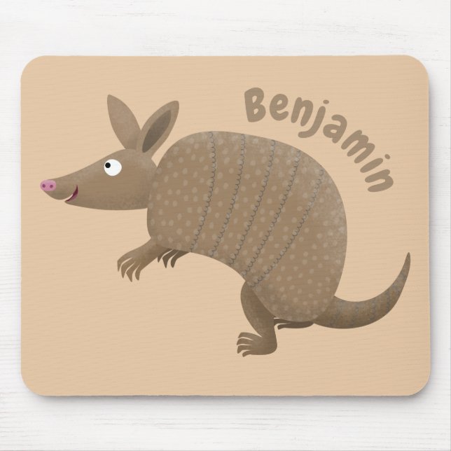 Alfombrilla De Ratón Funny armadillo feliz personalizado ilustracion (Frente)