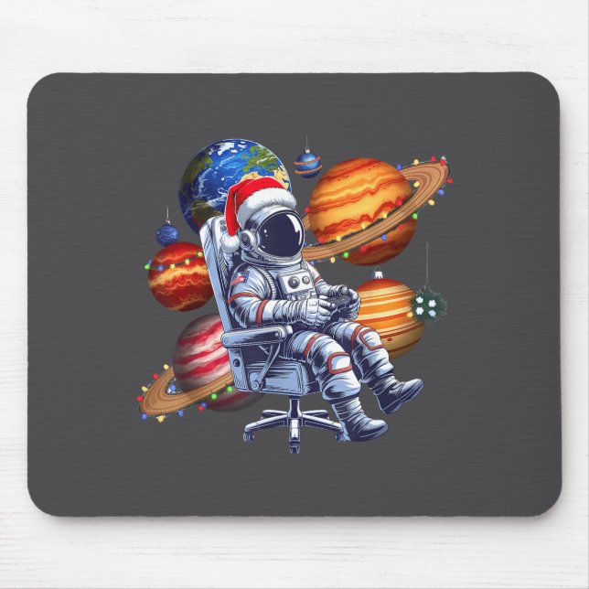 Alfombrilla De Ratón Funny Astronaut Christmas Space Lights Santa Hat P (Frente)