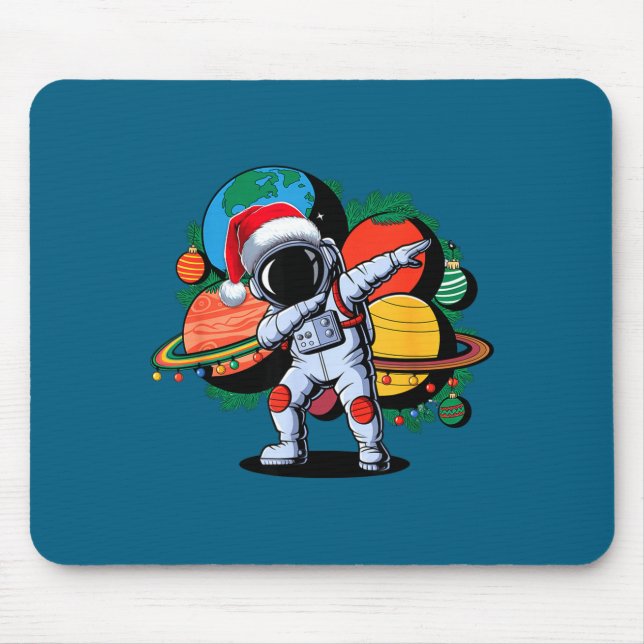 Alfombrilla De Ratón Funny Astronaut Christmas Space Planets Santa Hat  (Frente)
