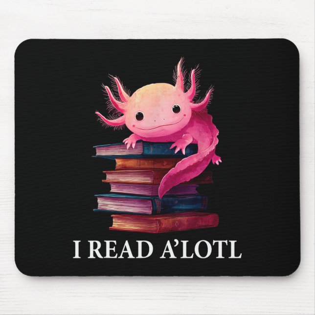 Alfombrilla De Ratón Funny Axolotl Book Lover Librarian Reading Library (Frente)