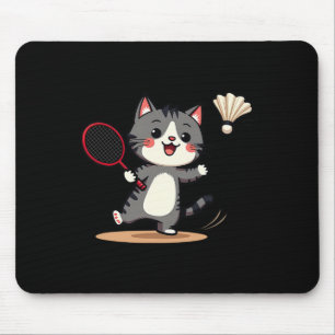 Alfombrilla De Ratón Funny Badminton Cute Cat Racket Hombres Mujeres