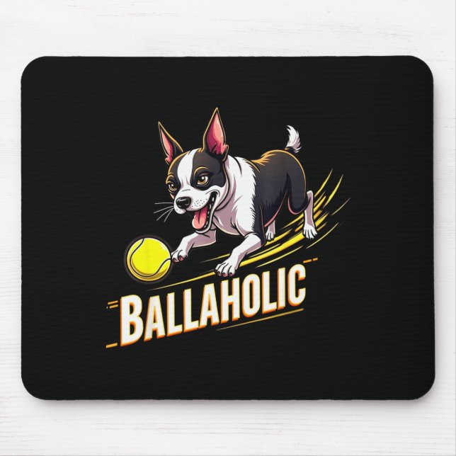 Alfombrilla De Ratón Funny Ballaholic Boston Terrier Dog Chasing Bostie (Frente)