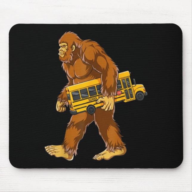 Alfombrilla De Ratón Funny Bigfoot Bus Driver Sasquatch School Bus Love (Frente)