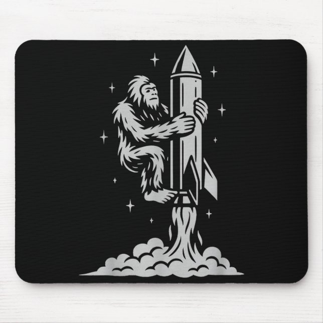 Alfombrilla De Ratón Funny Bigfoot Flying Into Space With Stars And Cos (Frente)