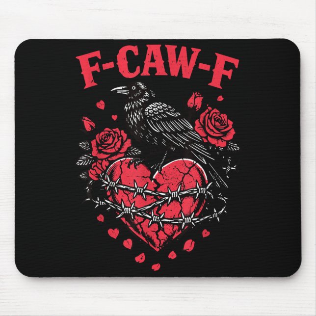 Alfombrilla De Ratón Funny Black Bird F-caw-f Anti Valentines Day Singl (Frente)