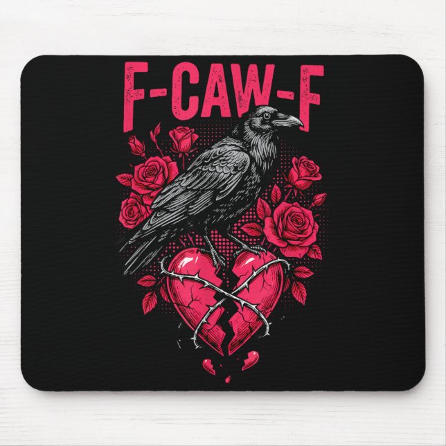 Alfombrilla De Ratón Funny Black Bird F-caw-f Anti Valentines Day Singl (Frente)