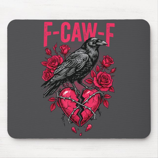 Alfombrilla De Ratón Funny Black Bird F-caw-f Anti Valentines Day Singl (Frente)