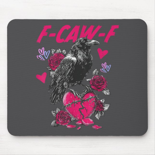 Alfombrilla De Ratón Funny Black Bird F-caw-f Anti Valentines Day Singl (Frente)