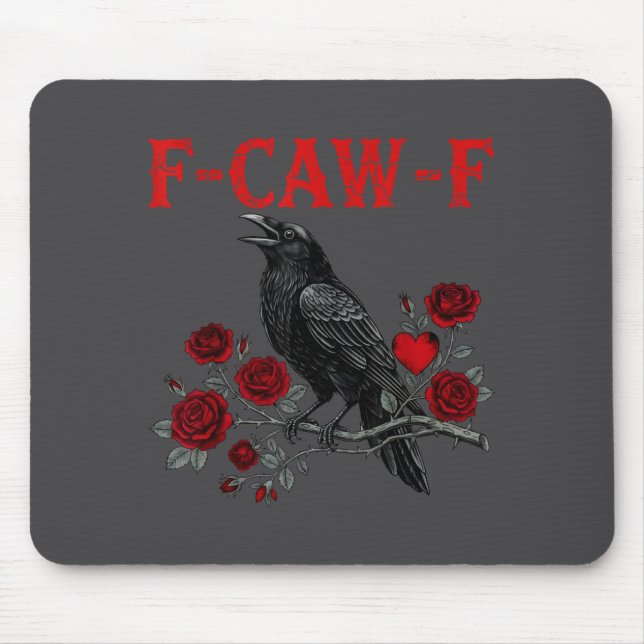 Alfombrilla De Ratón Funny Black Bird F-caw-f Anti Valentines Day Singl (Frente)
