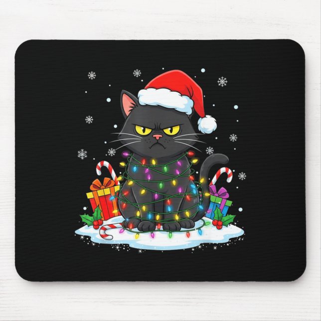 Alfombrilla De Ratón Funny Black Cat Christmas For Men Women Youth Girl (Frente)