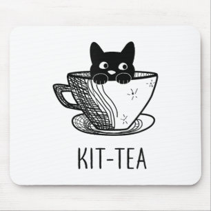 Alfombrilla De Ratón Funny Black Cat Kit-té Gráfica Hombres Mujeres Chi
