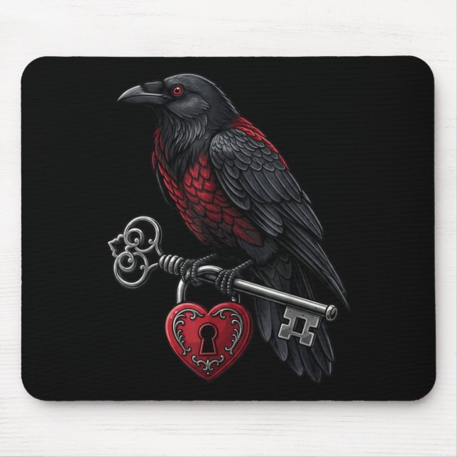 Alfombrilla De Ratón Funny Black Crow Black Bird Funny Crow Valentines  (Frente)