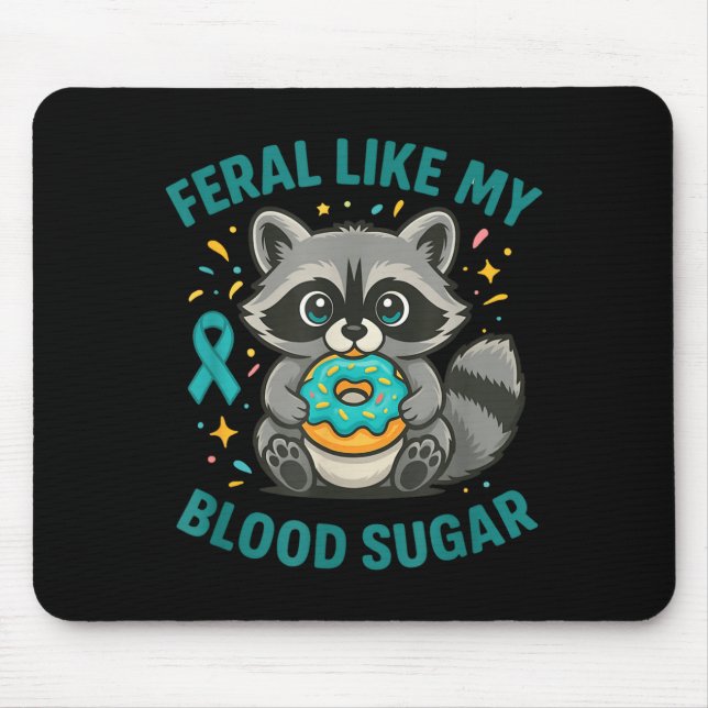 Alfombrilla De Ratón Funny Blood Sugar Raccoon Food Chaos Diabetes Fera (Frente)